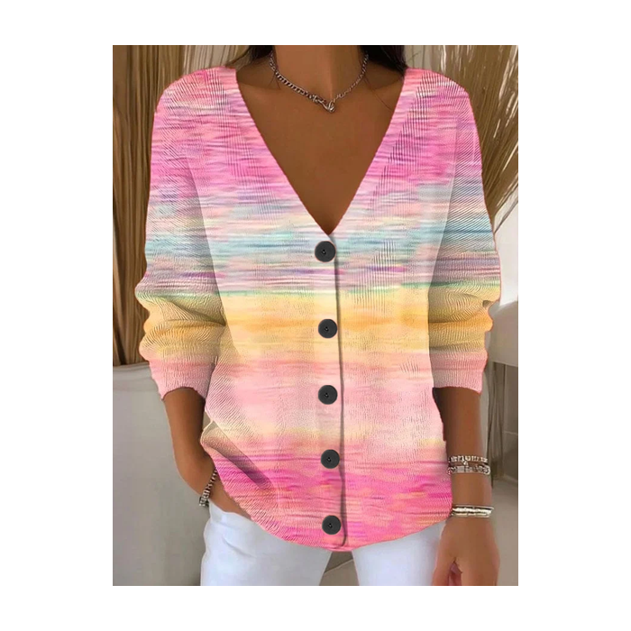 Women Abstract Casual Spring/Fall Printing Cardigan