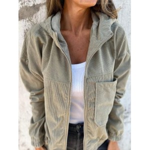 Women Spring/Fall Outerwear Vintage Split Joint Plain Long Sleeve Stand Collar Jacket