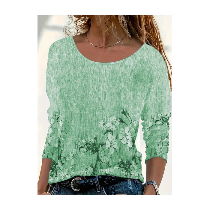 Women Floral Long Sleeve Tee T-shirt Crew Neck Printing Casual Spring/Fall Graphic Tee Top