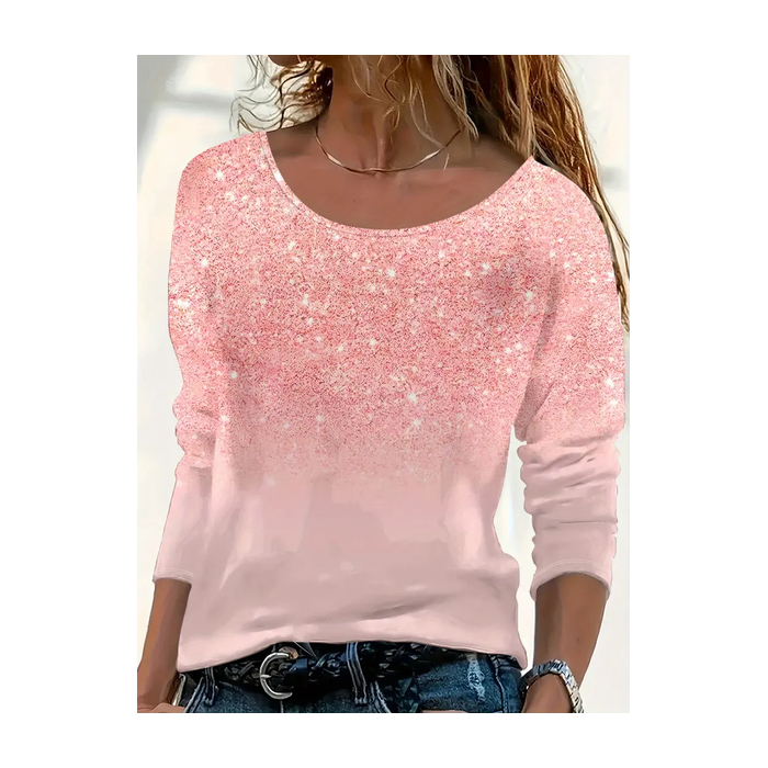 Women Abstract Long Sleeve Tee T-shirt Crew Neck Printing Casual Spring/Fall Graphic Tee Top