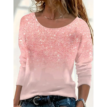 Women Abstract Long Sleeve Tee T-shirt Crew Neck Printing Casual Spring/Fall Graphic Tee Top