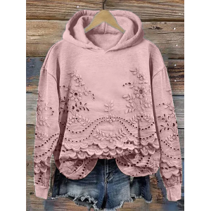 Women Floral Spring/Fall Printing Long Sleeve Casual Daily Hoodie