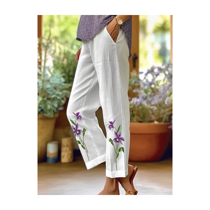 Women Floral Long Pants Casual Spring/Fall Trousers