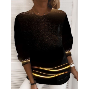 Women Abstract Crew Neck Printing Casual Spring/Fall Long Sleeve Sweatshirt