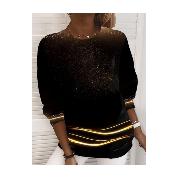 Women Abstract Crew Neck Printing Casual Spring/Fall Long Sleeve Sweatshirt