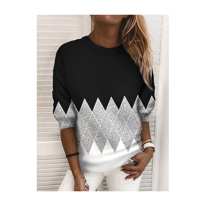 Women Abstract Crew Neck Printing Casual Spring/Fall Long Sleeve Sweatshirt