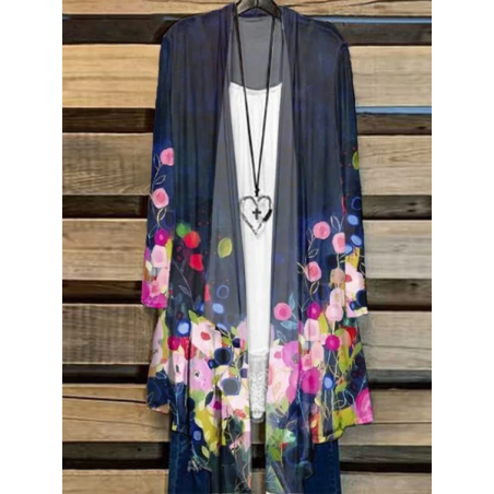 Women Floral Spring/Fall Cover-up Casual Lightweight Cardigan
