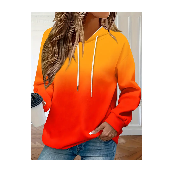 Women Ombre Spring/Fall Printing Long Sleeve Casual Daily Hoodie