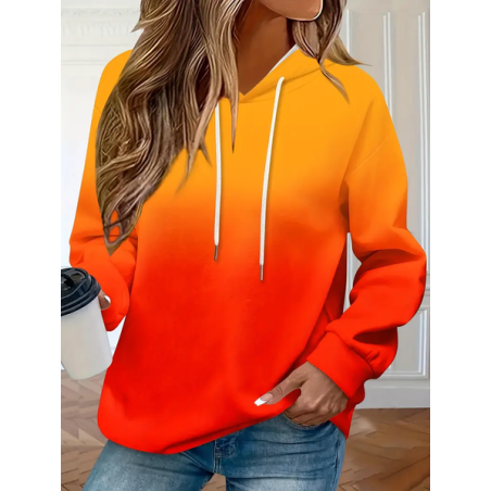 Women Ombre Spring/Fall Printing Long Sleeve Casual Daily Hoodie
