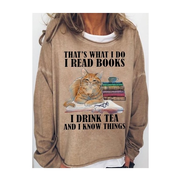 Women Text Letters Crew Neck Casual Spring/Fall Long Sleeve Sweatshirt