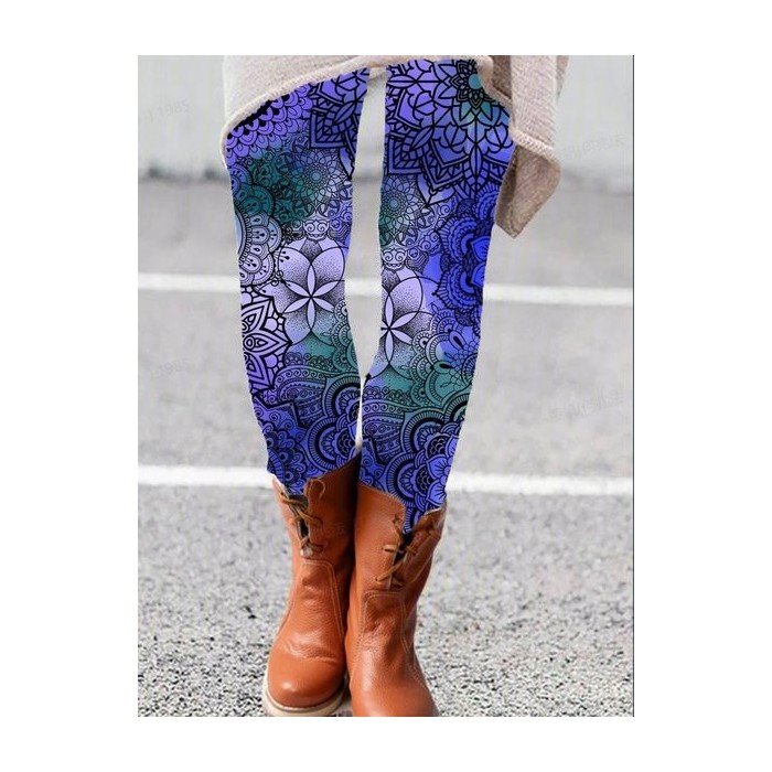 Women's Casual Ethnic Jersey All Season Long Leggings