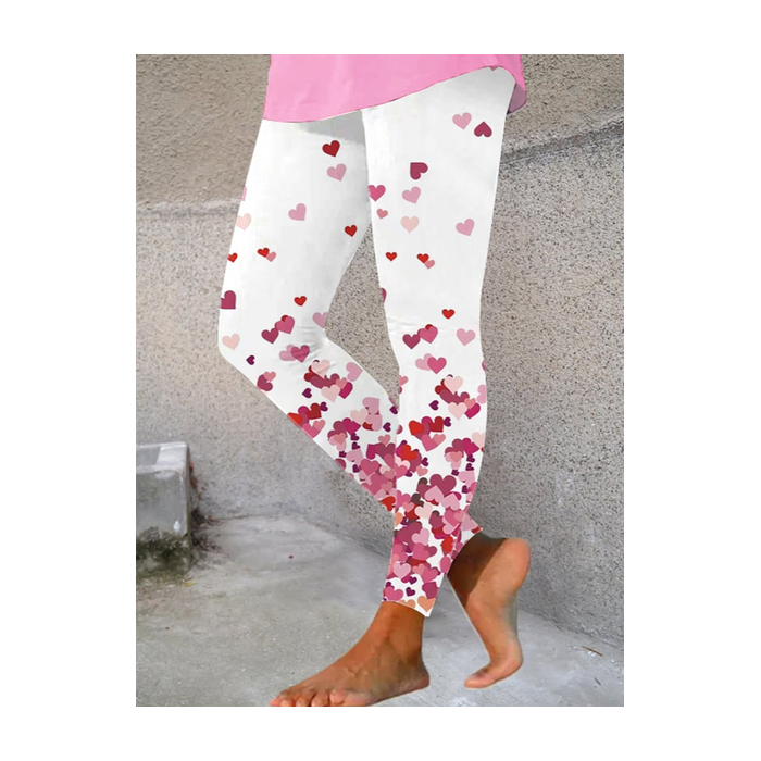 Women's Valentine Day Cute Heart Print Stretch Legging