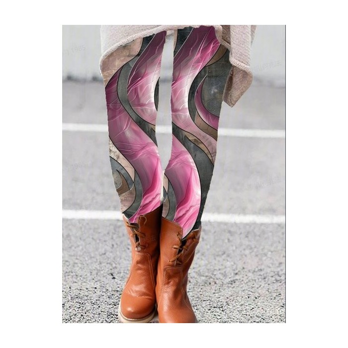 Women's Casual Abstract Jersey All Season Long Leggings