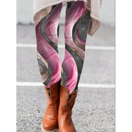 Women's Casual Abstract Jersey All Season Long Leggings