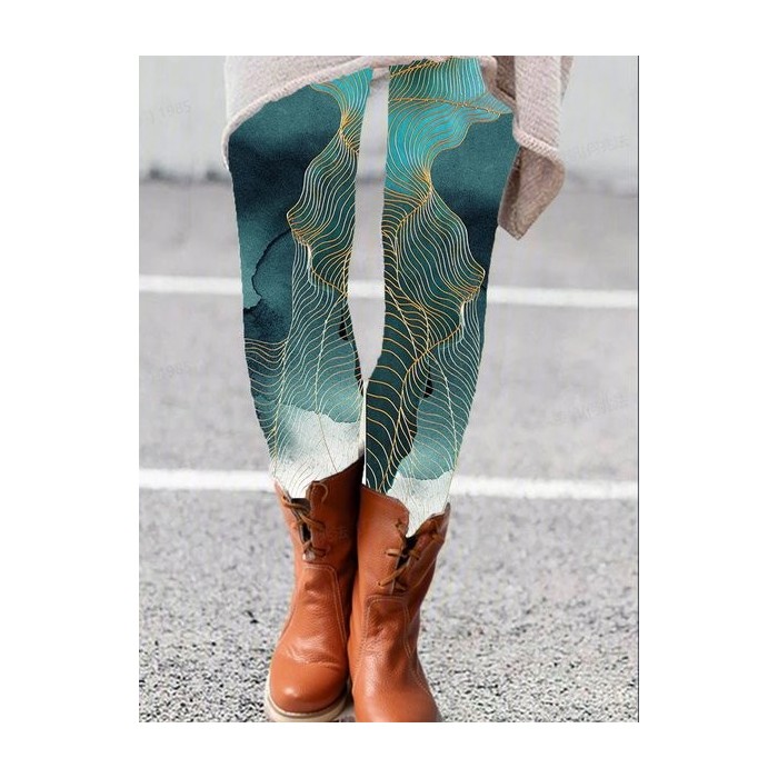 Women's Casual Geometric Jersey All Season Long Leggings
