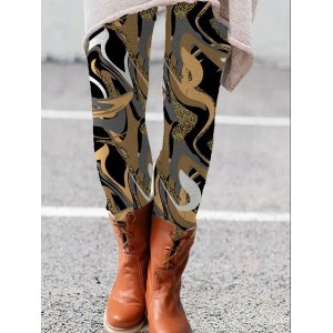Women's Casual Geometric Jersey All Season Long Leggings