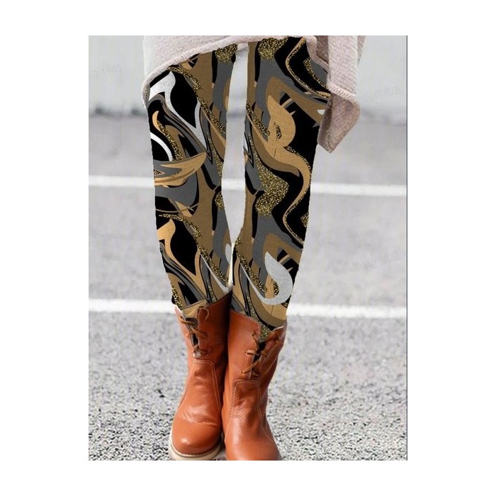 Women's Casual Geometric Jersey All Season Long Leggings
