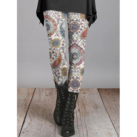 Women's Casual Floral Jersey All Season Printing Long Leggings
