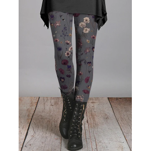 Women's Casual Floral Jersey All Season Printing Long Leggings