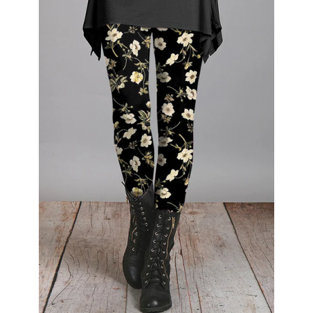 Women's Casual Floral Jersey All Season Printing Long Leggings