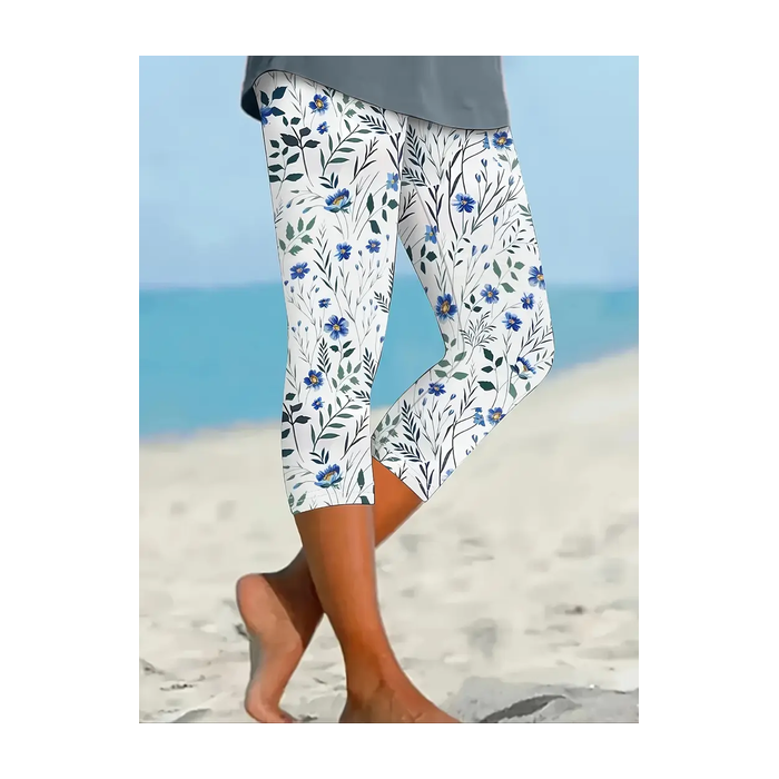 Women's Trousers Elastic Waist Legging Daily Going Out Casual Printing Floral Summer Pants