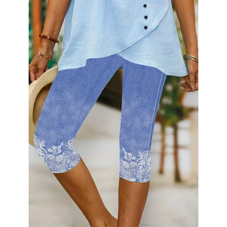 Women's Trousers Elastic Waist Legging Daily Going Out Casual Printing Floral Summer Capri Pants