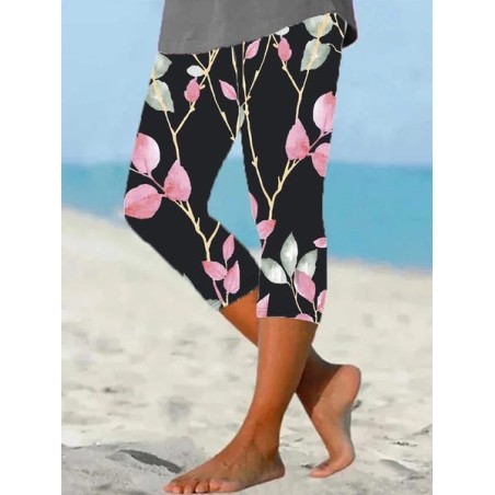 Women's Trousers Elastic Waist Legging Daily Going Out Casual Printing Floral Summer Pants