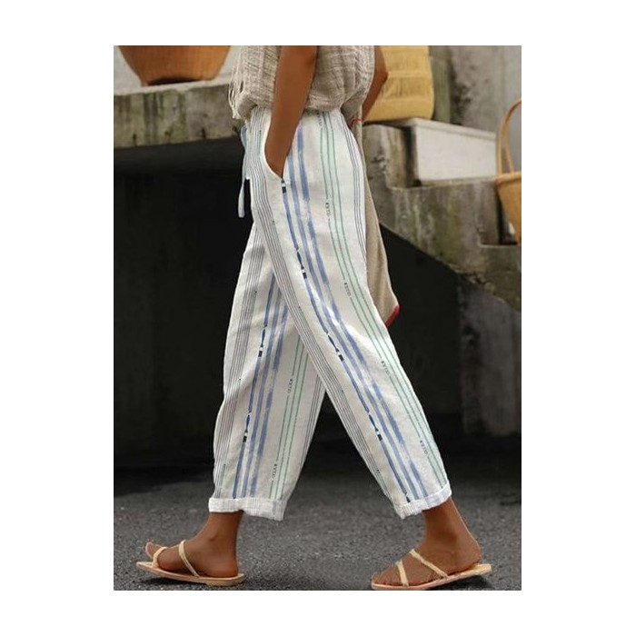 Women Striped Long Pant Casual Spring/Fall Trousers