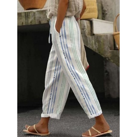 Women Striped Long Pant Casual Spring/Fall Trousers