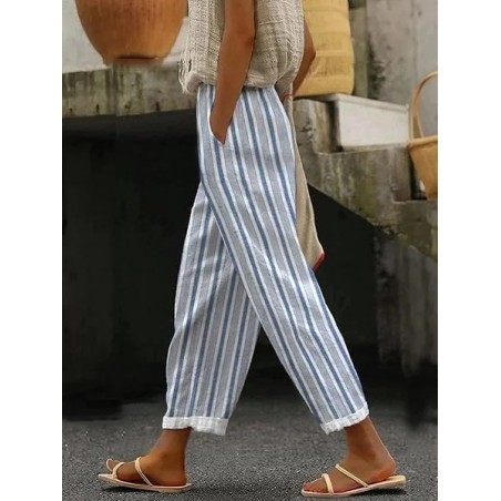 Women Striped Long Pant Casual Spring/Fall Trousers