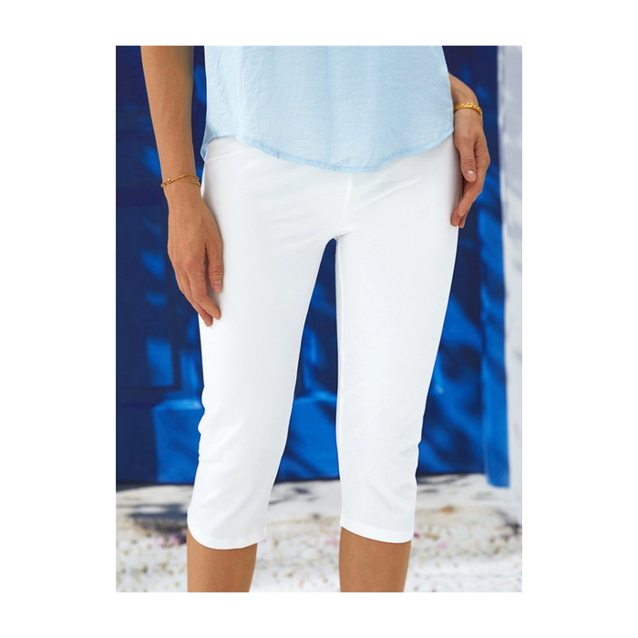 Women Plain Capris Elastic Waist Pant Casual Summer Trousers