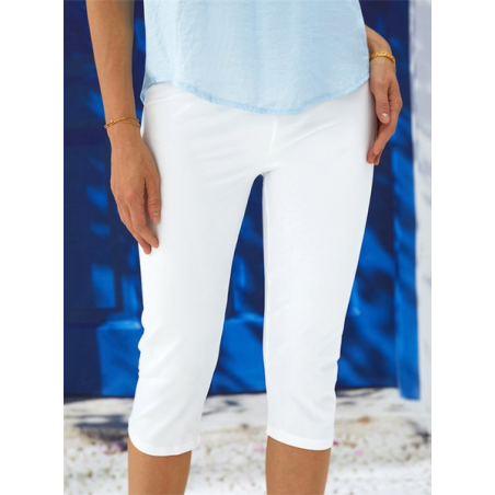 Women Plain Capris Elastic Waist Pant Casual Summer Trousers