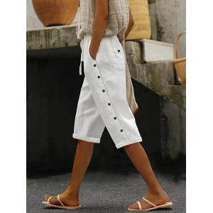 Women Plain Fifth Pants Pant Casual Summer Trousers