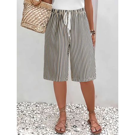 Women Striped Fifth Pants Pant Casual Summer Trousers