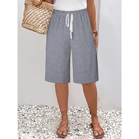 Women Striped Fifth Pants Pant Casual Summer Trousers
