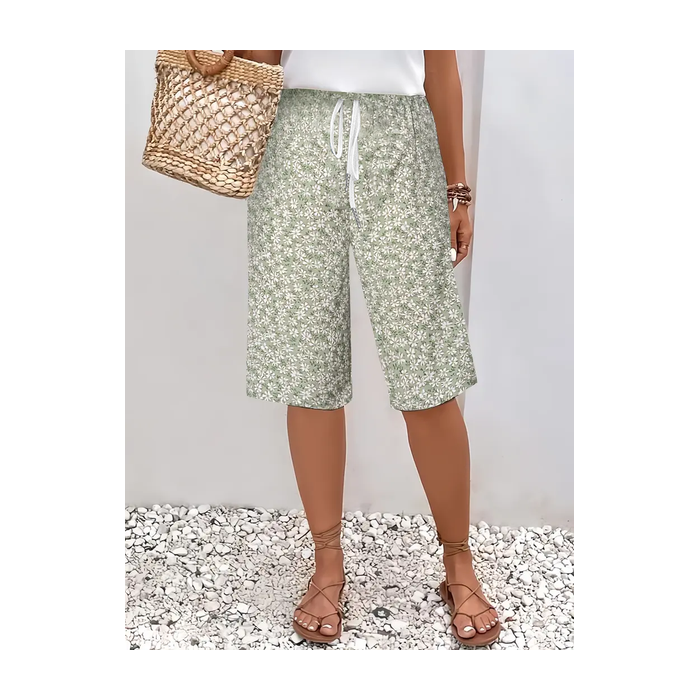 Women Floral Fifth Pants Pant Casual Summer Trousers
