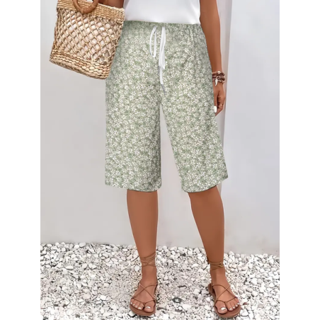 Women Floral Fifth Pants Pant Casual Summer Trousers