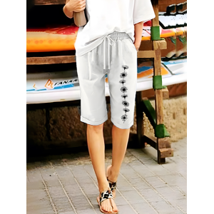 Women Floral Fifth Pants Pant Casual Summer Trousers