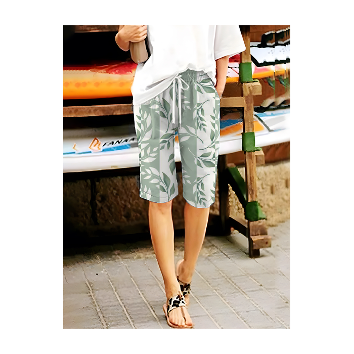 Women Floral Fifth Pants Pant Casual Summer Trousers