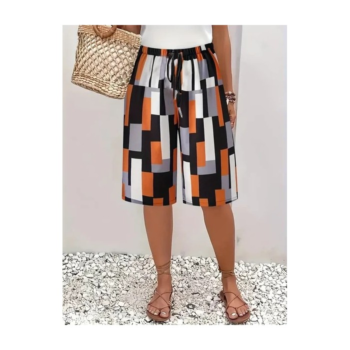 Women Geometric Fifth Pants Pant Casual Summer Trousers