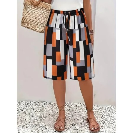 Women Geometric Fifth Pants Pant Casual Summer Trousers