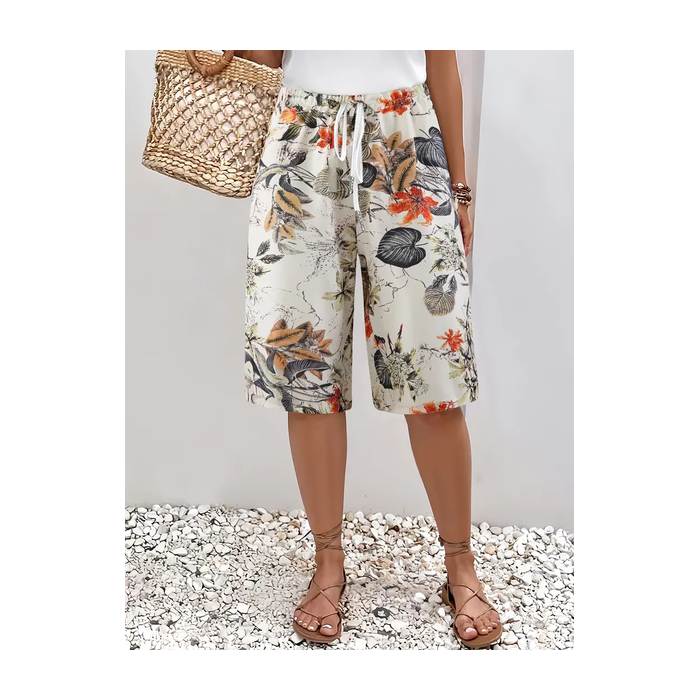 Women Floral Fifth Pants Pant Casual Summer Trousers