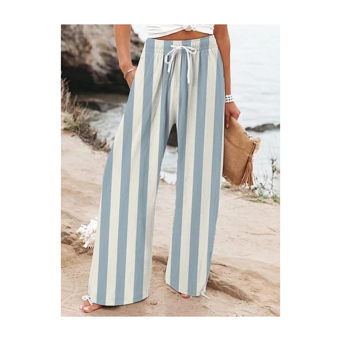 Women Striped Long Pant Casual Spring/Fall Trousers