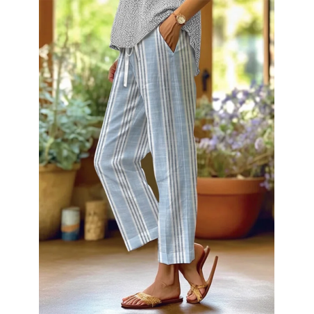 Women Striped Long Pant Casual Spring/Fall Trousers