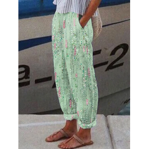 Women Abstract Stripes Long Pant Casual Spring/Fall Trousers