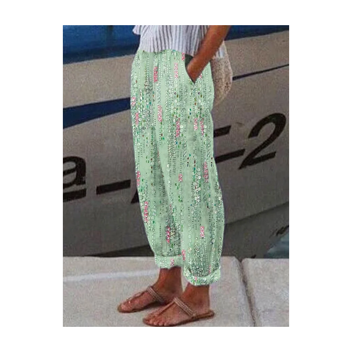 Women Abstract Stripes Long Pant Casual Spring/Fall Trousers