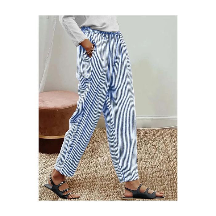 Women Striped Long Pant Casual Spring/Fall Trousers