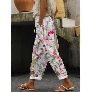 Women Floral Long Pant Casual Spring/Fall Trousers