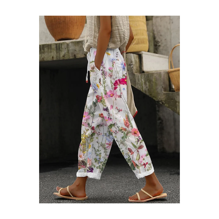 Women Floral Long Pant Casual Spring/Fall Trousers