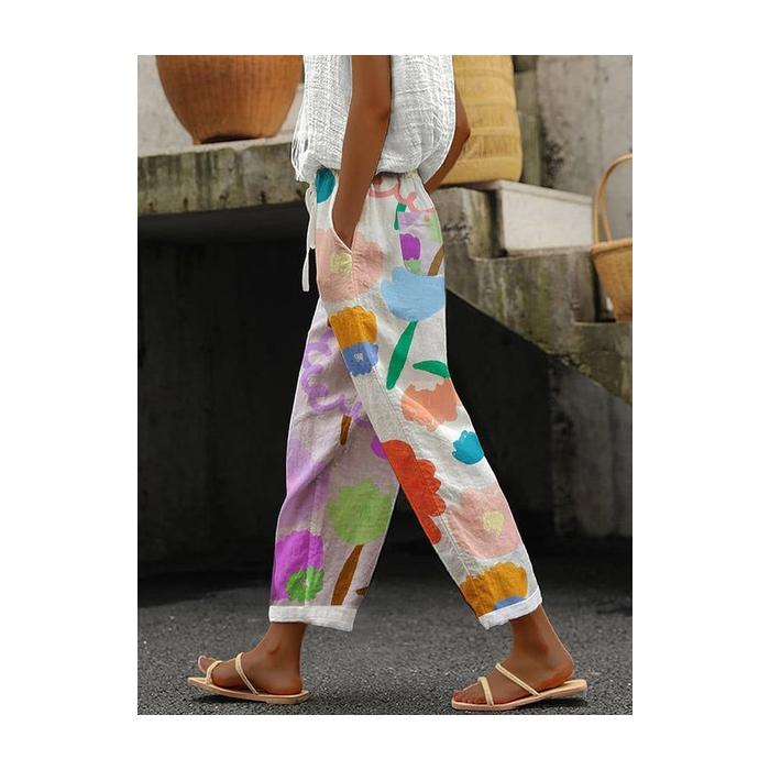Women Floral Long Pants Casual Spring/Fall Trousers
